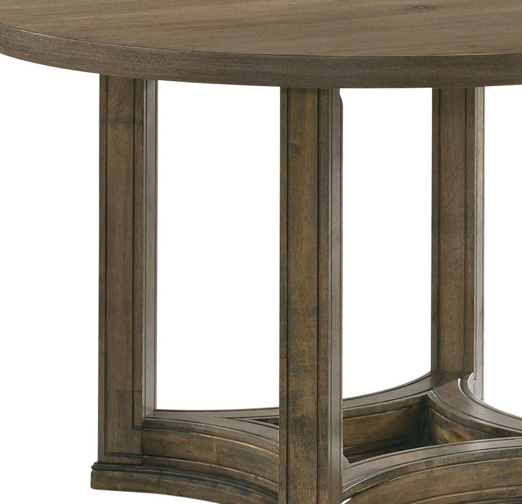 5 Pieces Round Dining Room Set - Light Brown / Oak