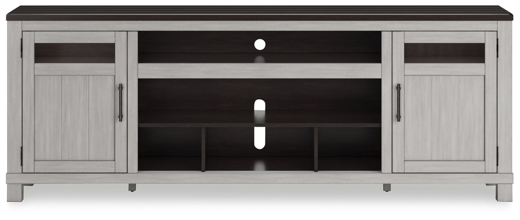 XL TV Stand W/Fireplace Option - Gray / Brown