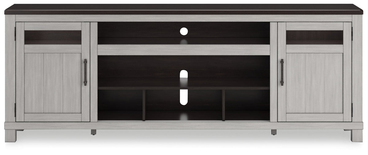 XL TV Stand W/Fireplace Option - Gray / Brown