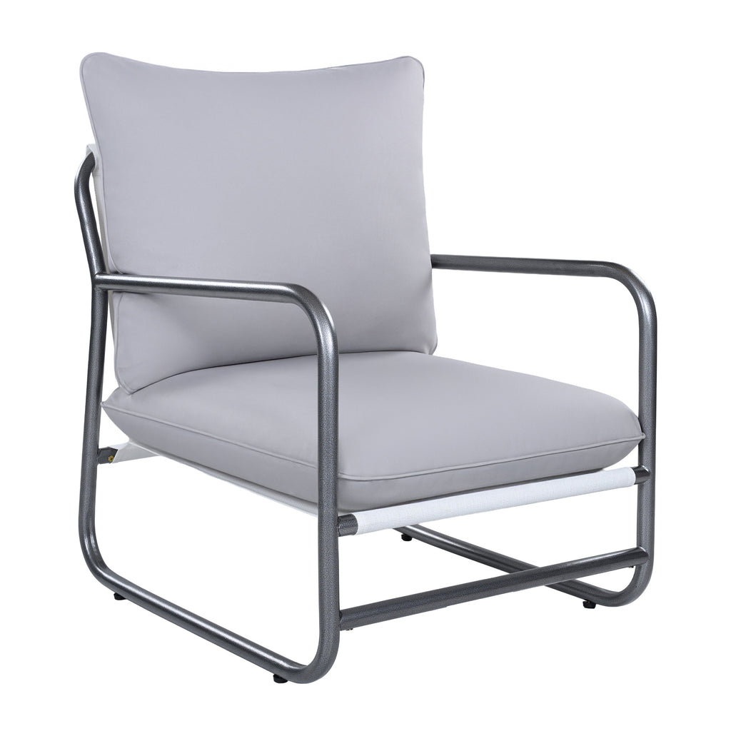 Outdoor Aluminum Frame Patio Armchair with Water Resistant Cushion - Light Gray