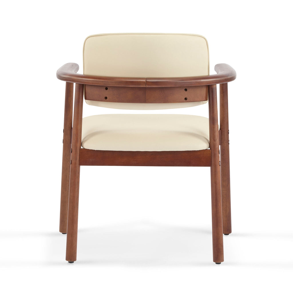 Dining Room Chairs, Set of 2 - Beige / Dark Walnut
