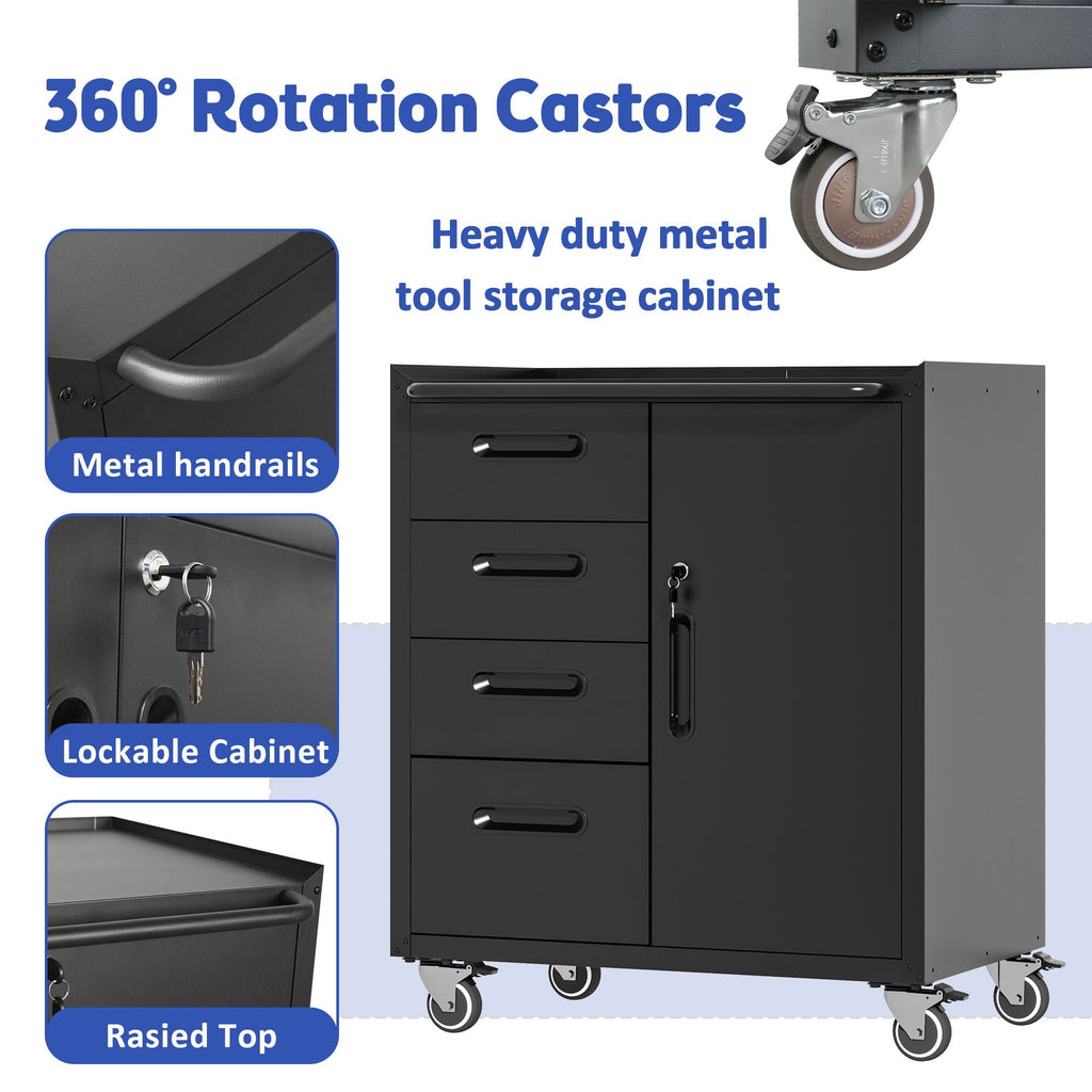 Sturdy Metal Tool Storage Cabinet With Wheels