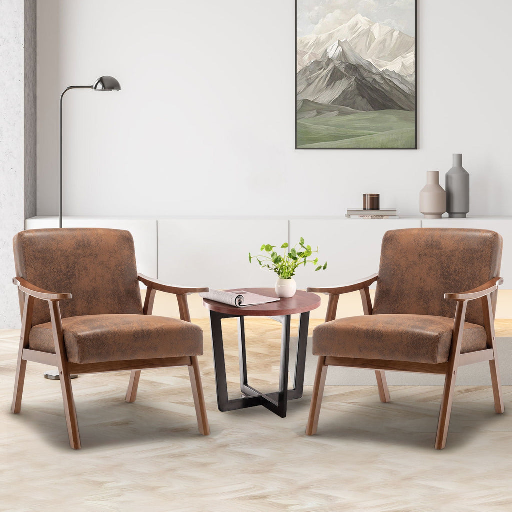 Mid Century Modern Accent Chair With Solid Wood Frame
