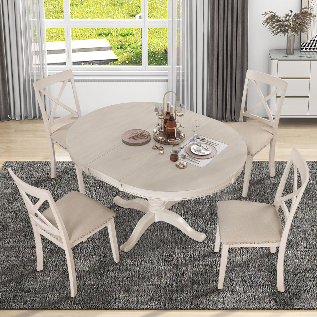 Dining Table Set For 4, Round Table And 4 Chairs
