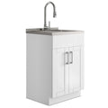 Wide, Laundry Cabinet With Faucet And Stainless Steel Sink