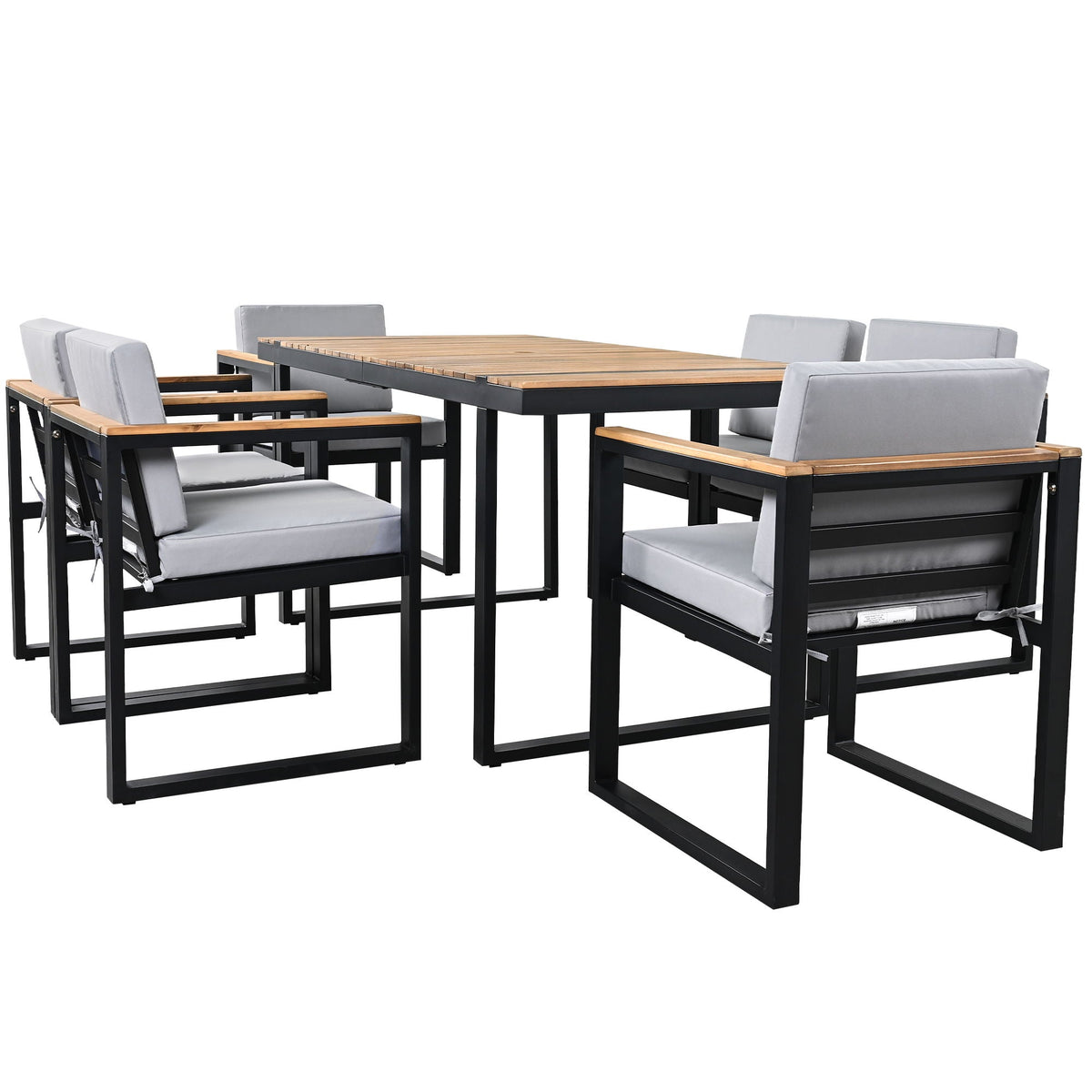 7 Pieces Dining Set Table And Chair Set With And Removable Cushions For Patio