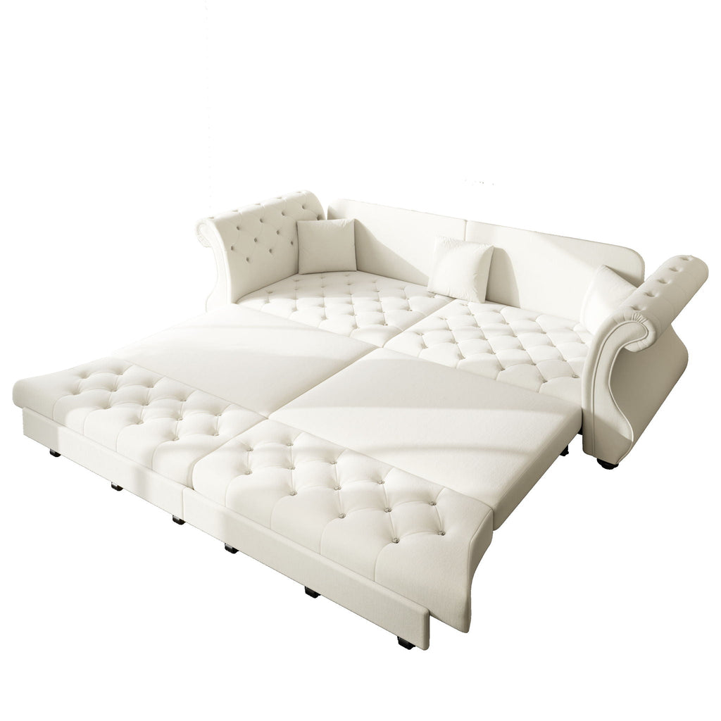 Oversized Chesterfield Pull Out Sofa Bed with Flower Tufting