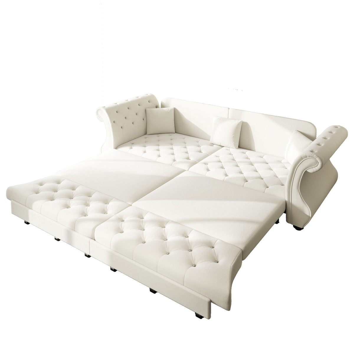 Oversized Chesterfield Pull Out Sofa Bed with Flower Tufting