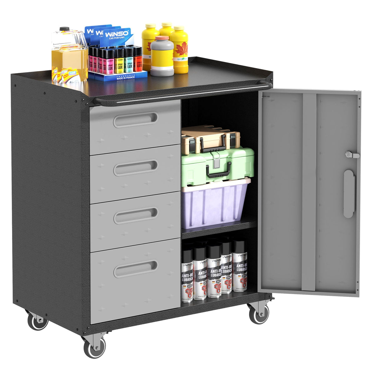 Sturdy Metal Tool Storage Cabinet With Wheels