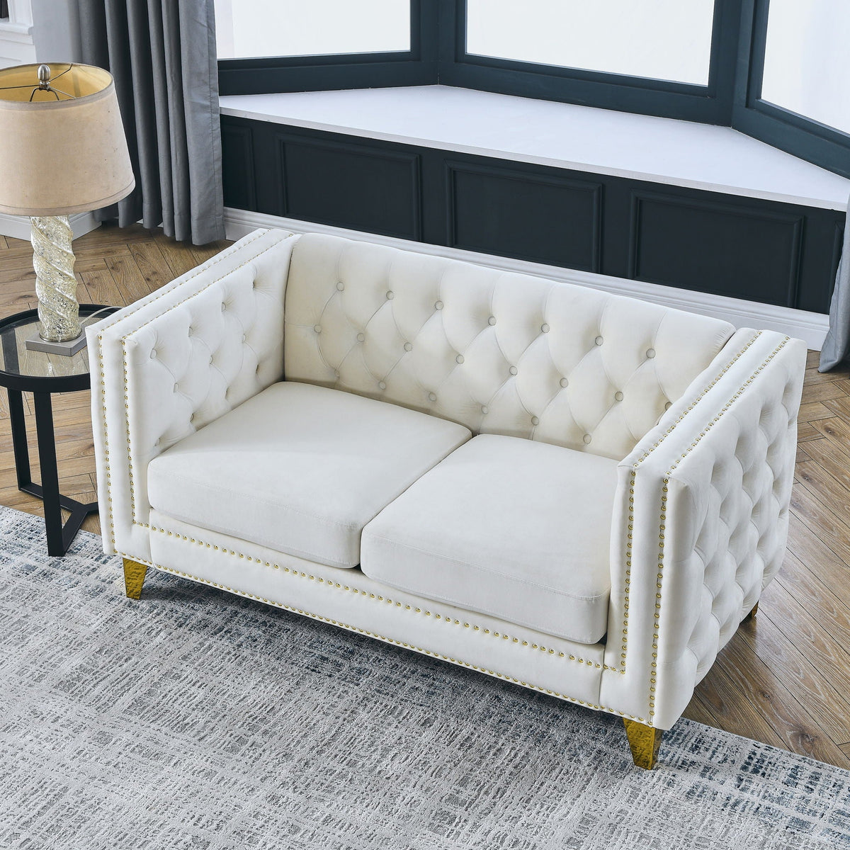 Upholstered Couch Sofa With Button Tufting