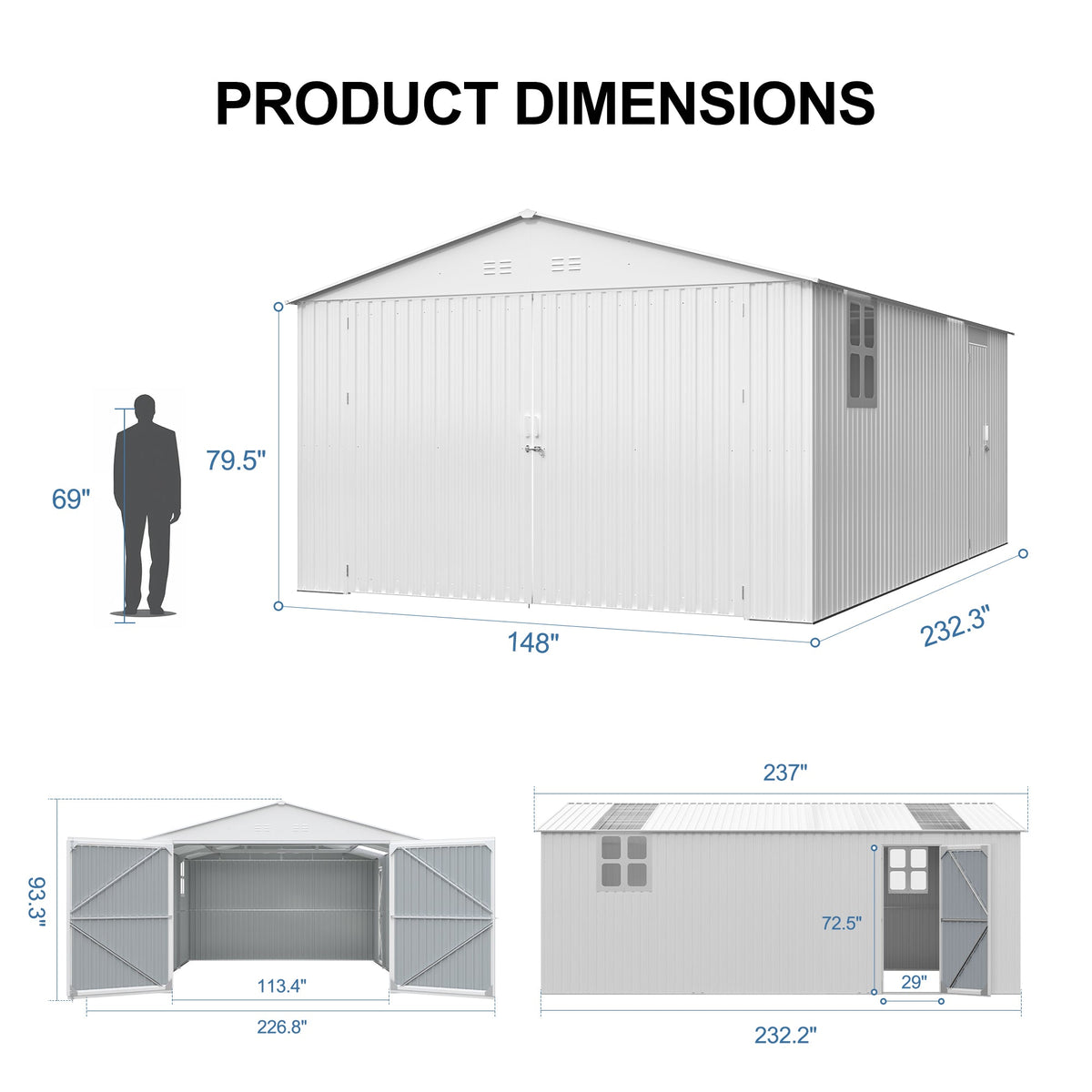 Outdoor Storage Shed 20x13 FT