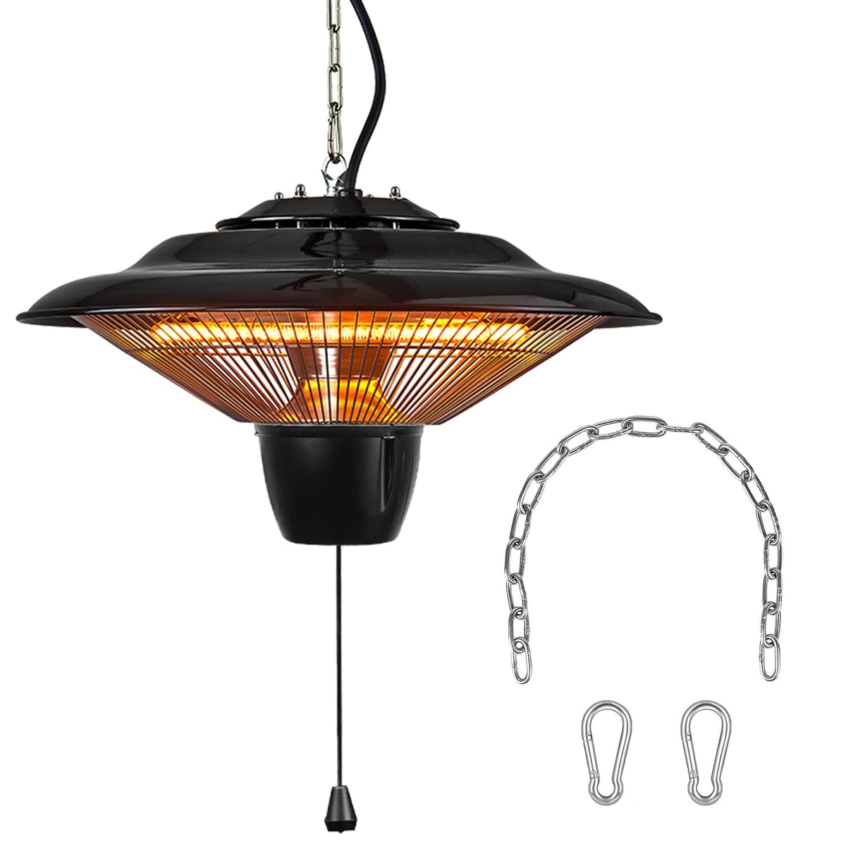 1500W Outdoor Hanging Patio Heater Waterproof 2 Heating Levels Overheating Protection