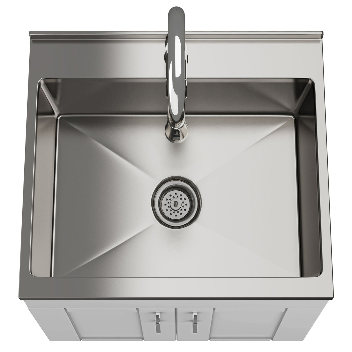 Wide, Laundry Cabinet With Faucet And Stainless Steel Sink