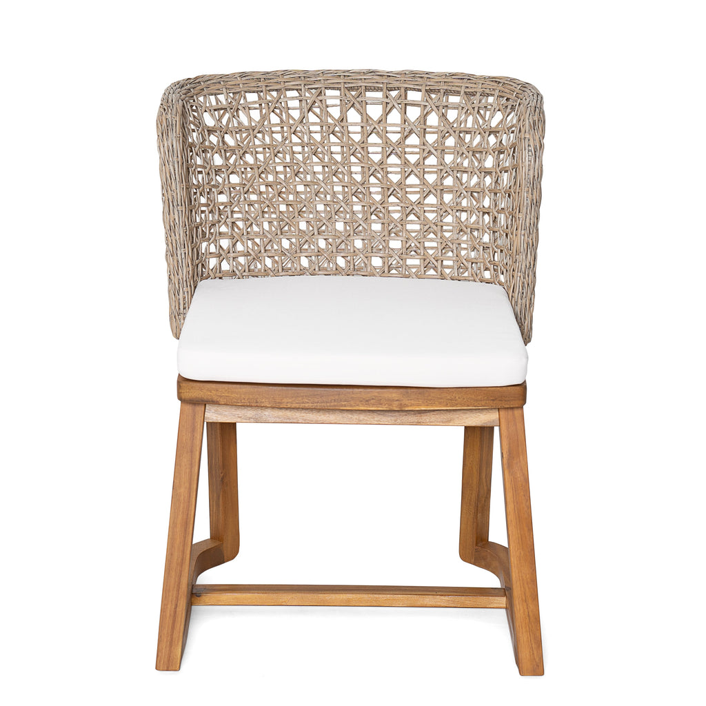 7-Piece Outdoor Patio Dining Set with Handwoven Wicker - Beige, Light Brown, Teak