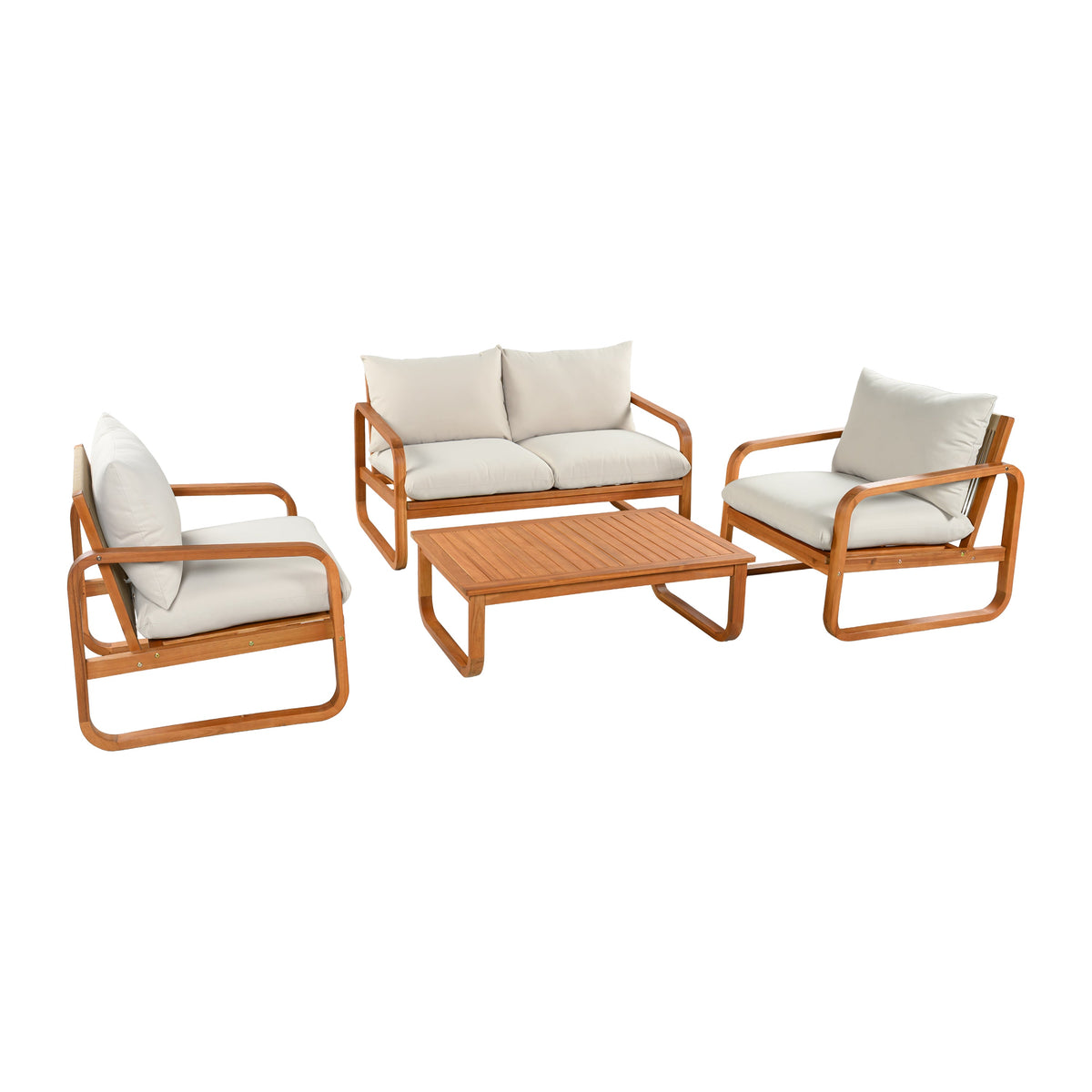 4-Piece Acacia Wood Outdoor Patio Furniture Set