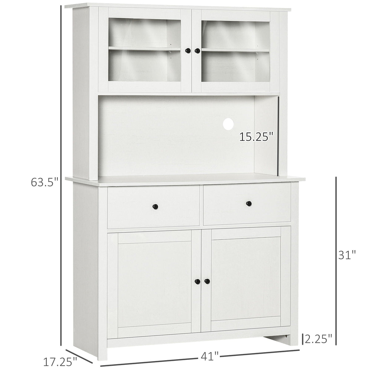 63.5" Kitchen Buffet With Pantry Storage Cabinet With 4 Shelves