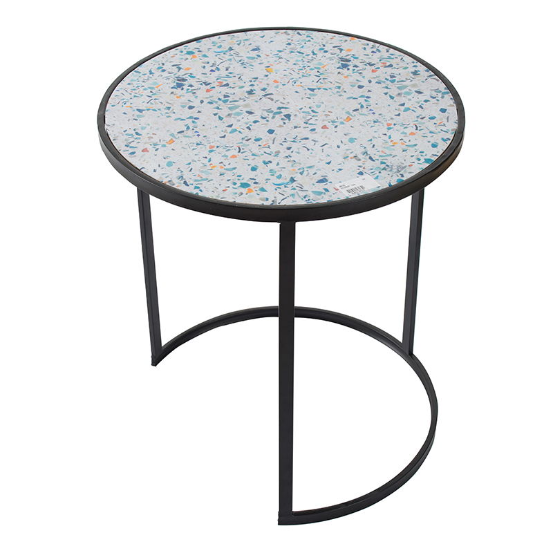 Round End Table With Sturdy Metal Frame For Small Space