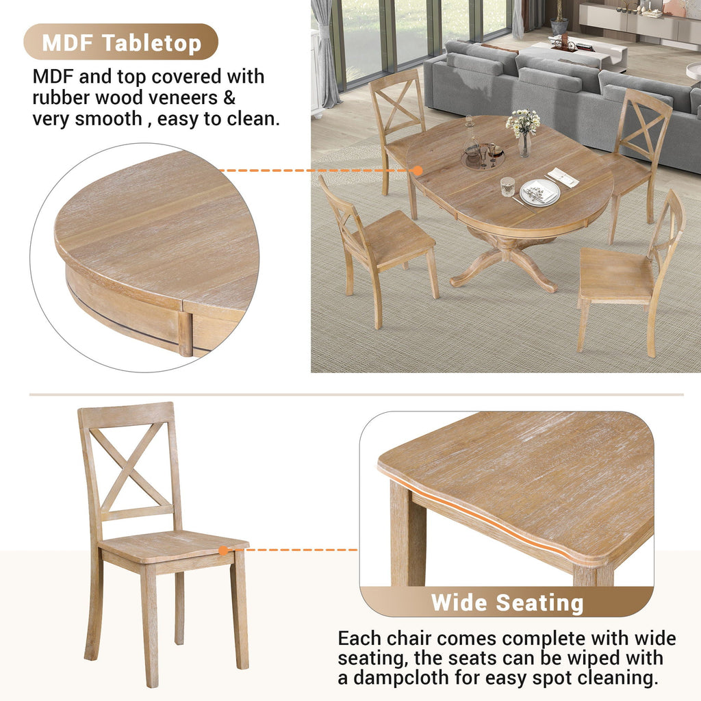 Dining Table Set For 4, Round Table And 4 Chairs