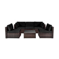 6 Pieces Patio Rattan Furniture Set with Cushions