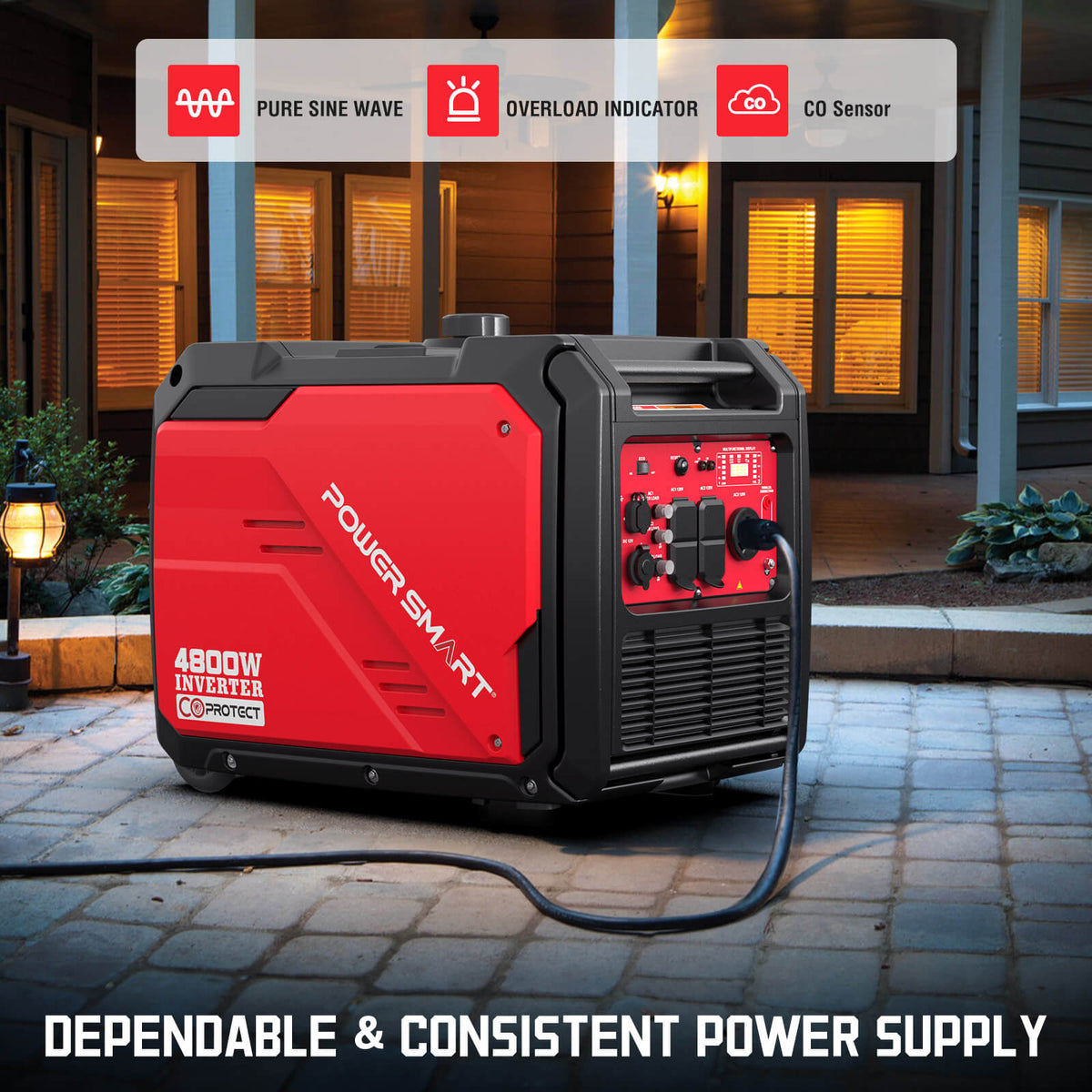 4800W Inverter Generator w/ Wheels Handle Kit & CO Alert HB5046C