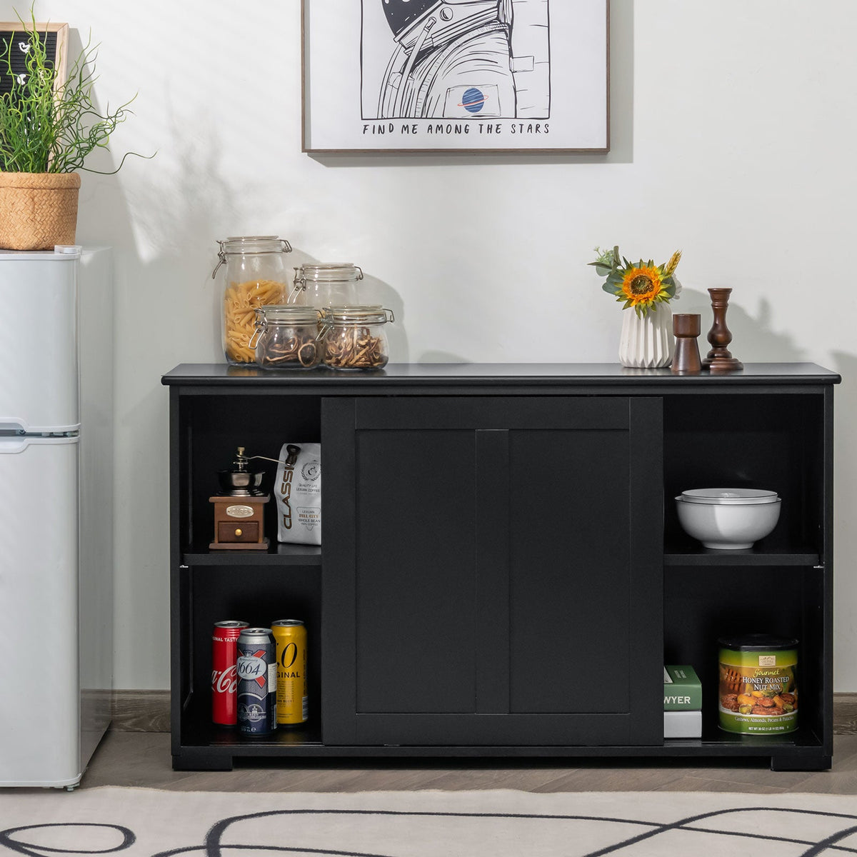 Storage Cabinet with Wood Sliding Door for kitchen or dining room