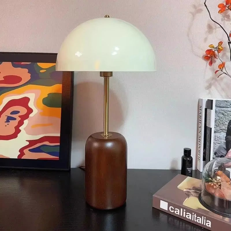 Modern Dome Metal & Wood Table Lamp