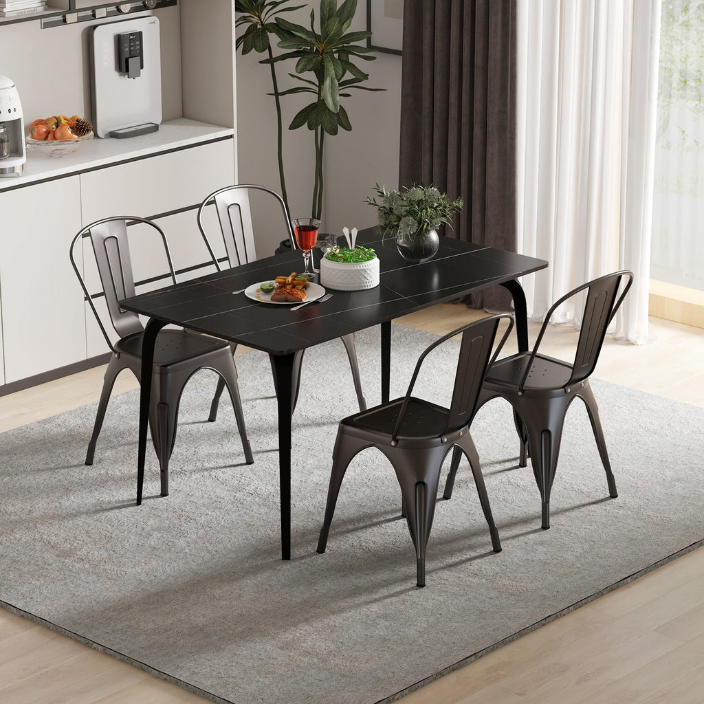 Metal Dining Chairs Set of 4 with Removable Backrest