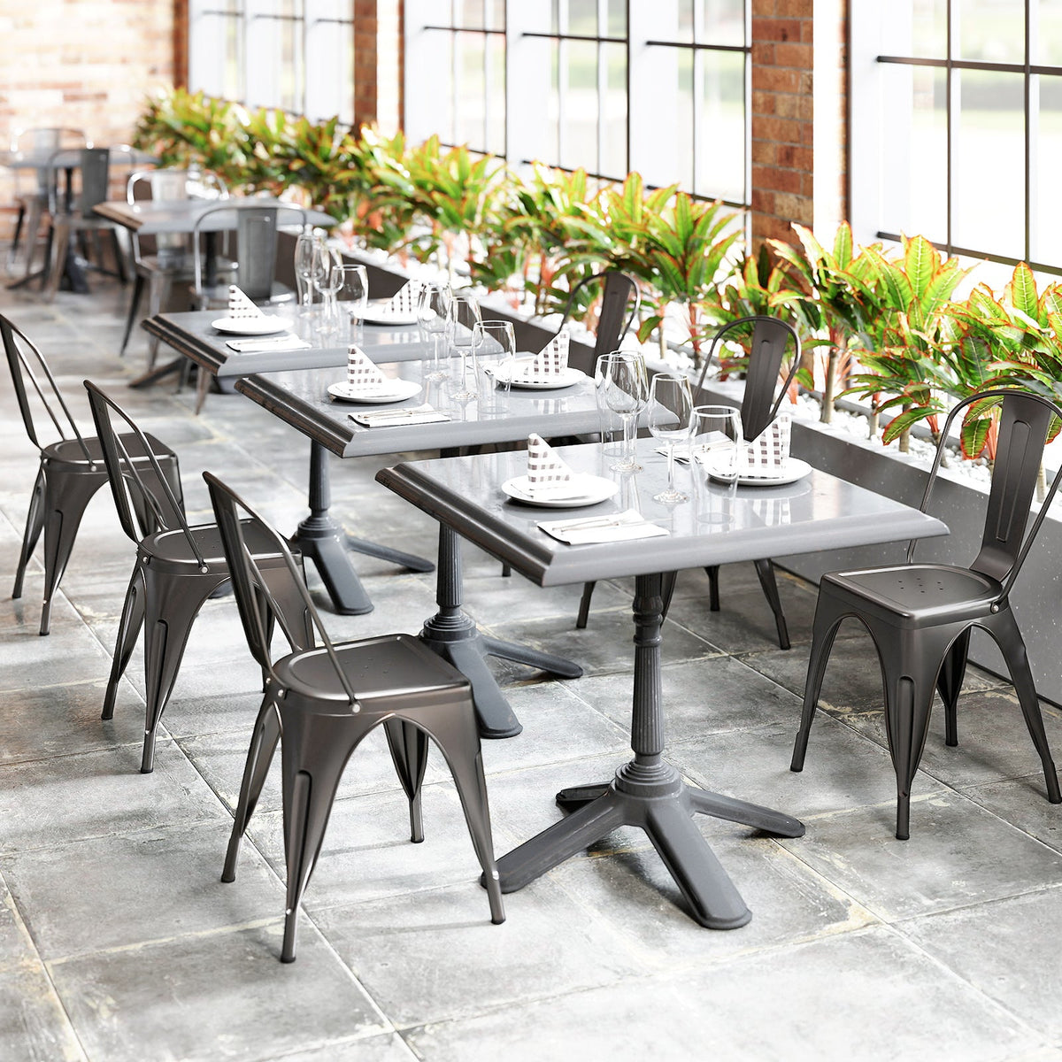 Metal Dining Chairs Set of 4 with Removable Backrest
