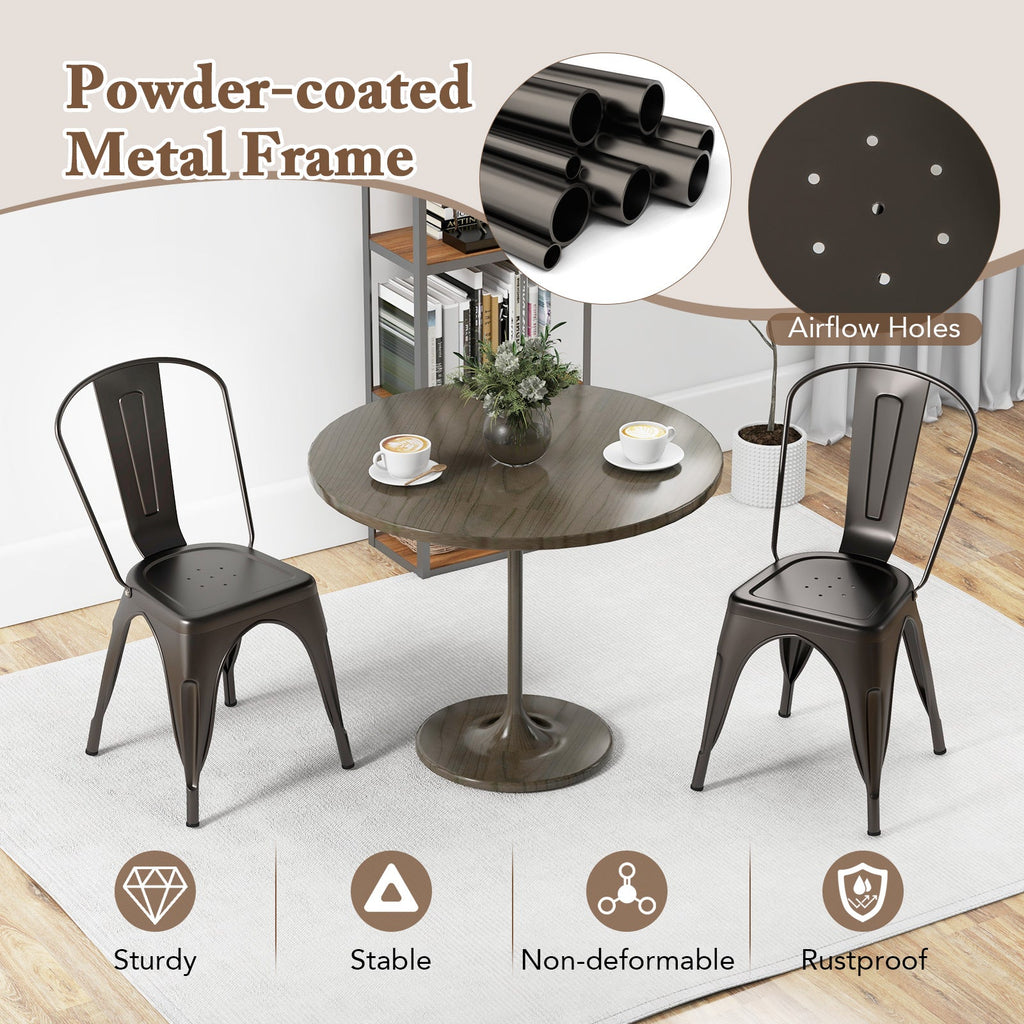 Metal Dining Chairs Set of 4 with Removable Backrest