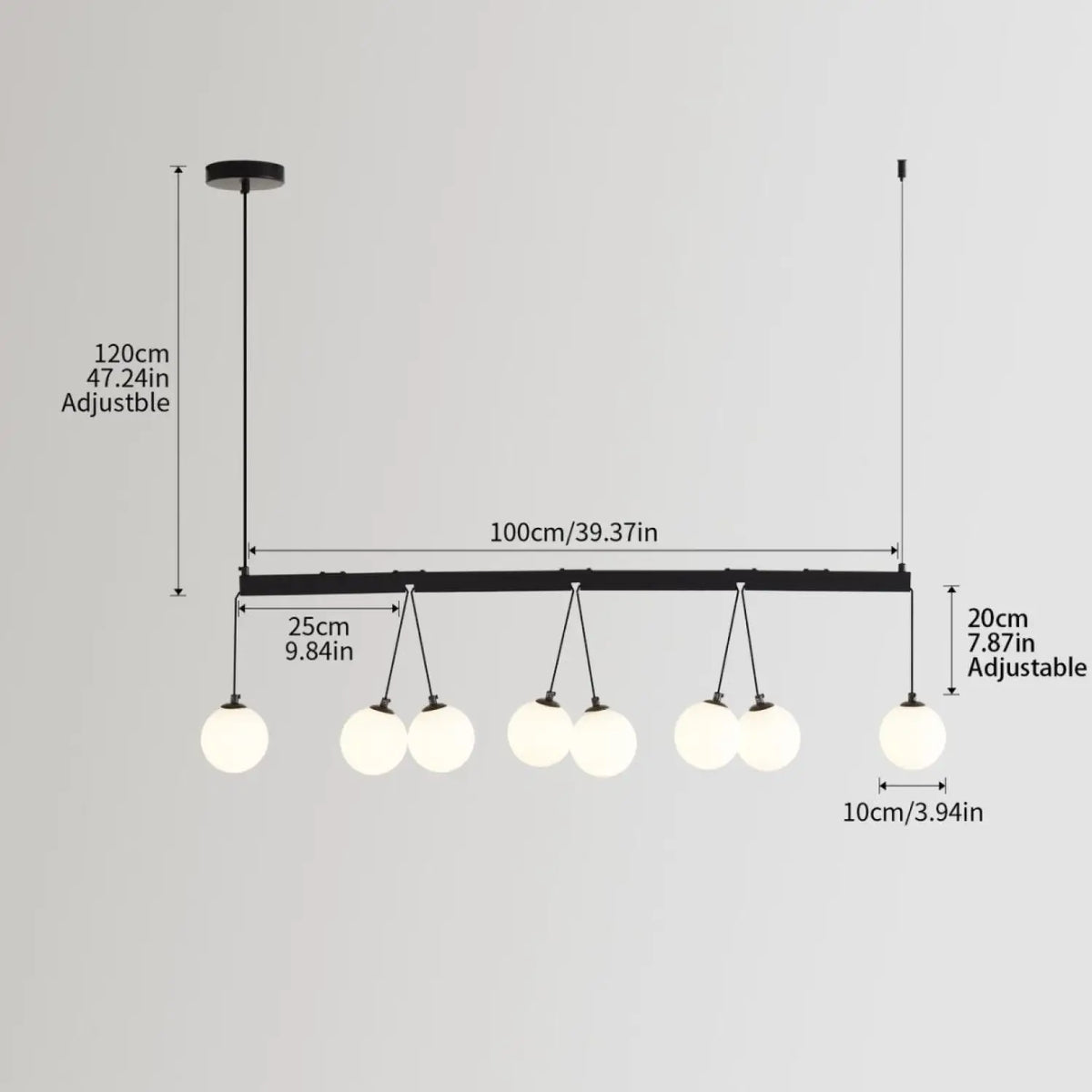 Modern 8-Light Globe Pendant Lights for Kitchen Island