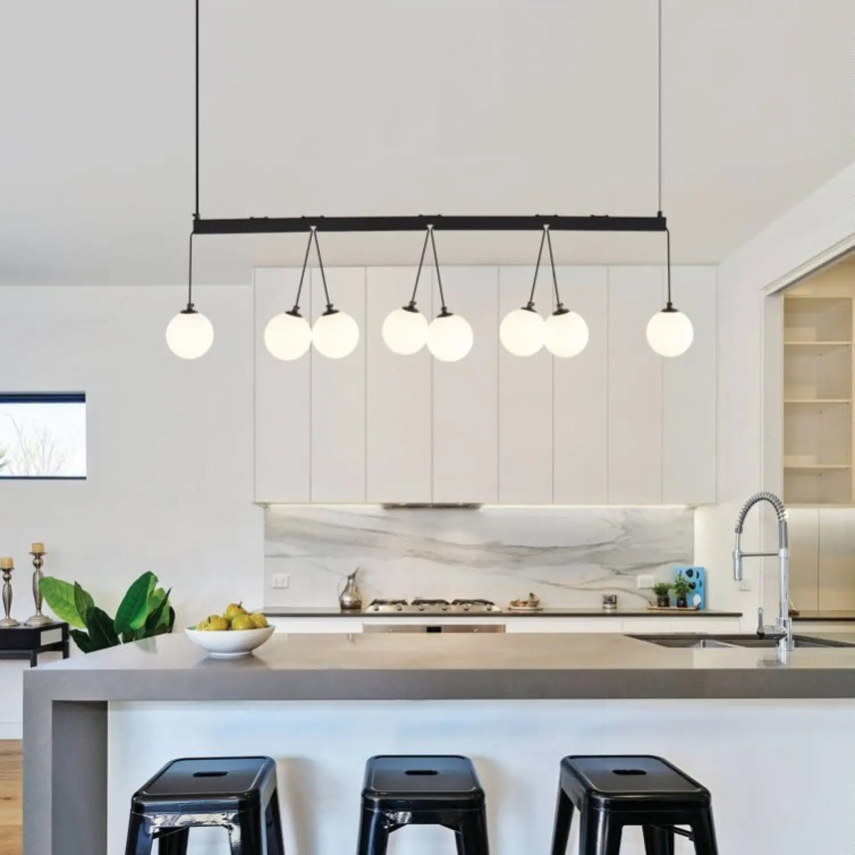 Modern 8-Light Globe Pendant Lights for Kitchen Island
