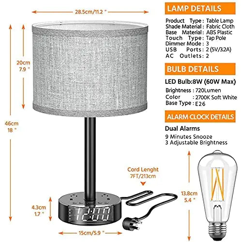 Bedside Table Lamp Alarm Clock