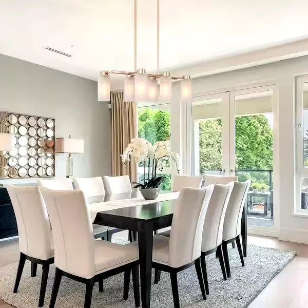 Modern Matte Brass Chandelier Linear Classic Deep Gold 6-Light