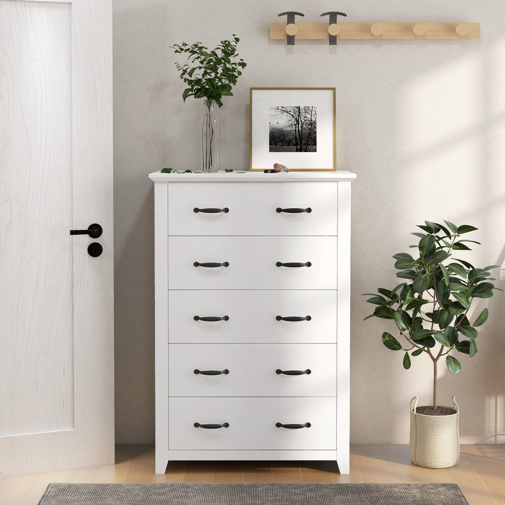 Tall Storage Dresser with 5 Pull-out Drawers for Bedroom Living Room