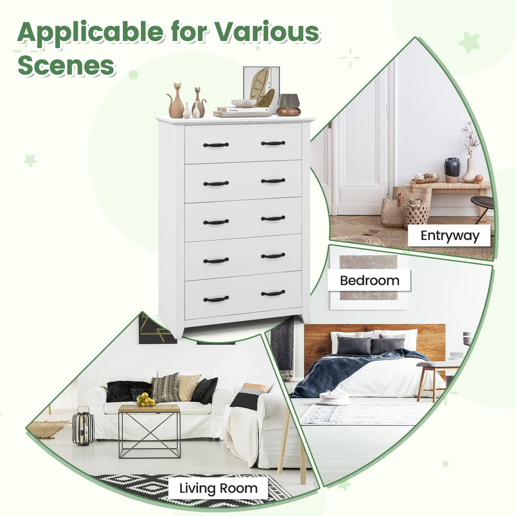Tall Storage Dresser with 5 Pull-out Drawers for Bedroom Living Room