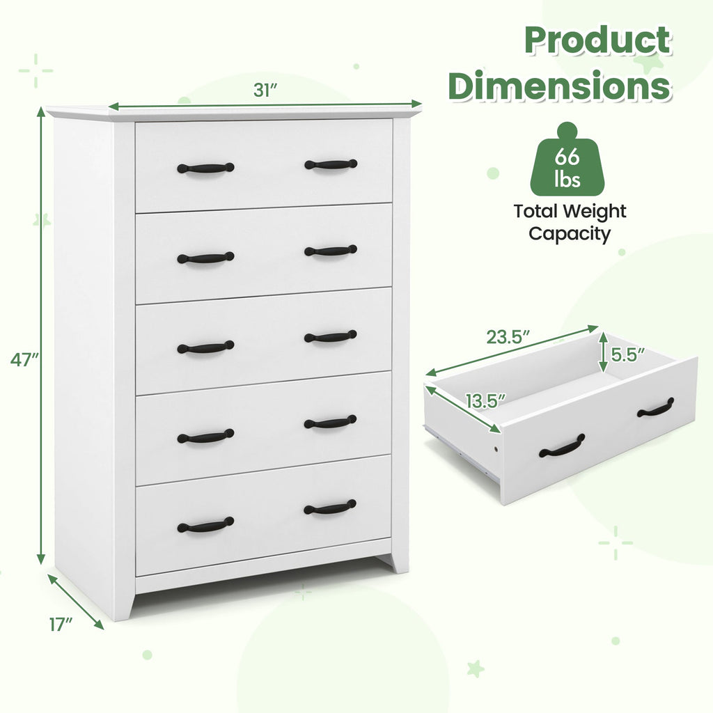 Tall Storage Dresser with 5 Pull-out Drawers for Bedroom Living Room