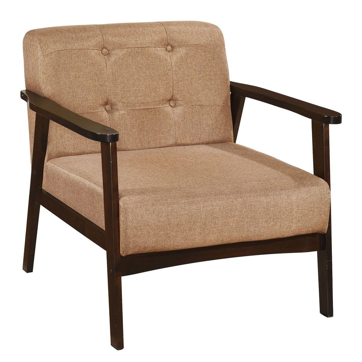 Rubber Wood Frame Accent Chair with Armrest