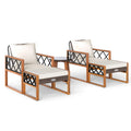 5 Pieces Patio Set, Rattan Outdoor Conversation Set with Acacia Wood