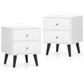 Nightstand Set of 2 Mid Century Modern Bedside Table with Golden Knobs