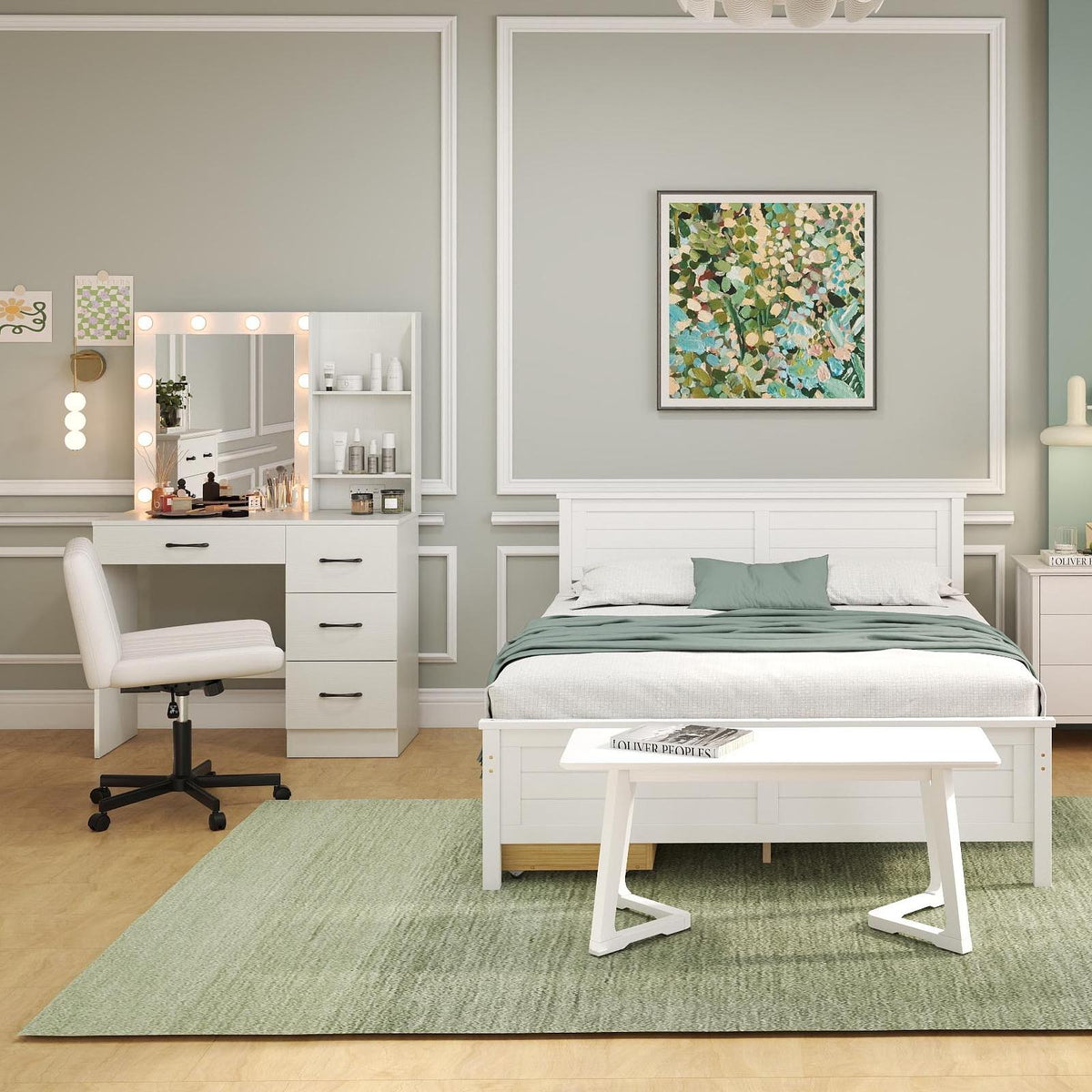 4-Piece Bedroom Furniture Set with Twin Size Bed Frame