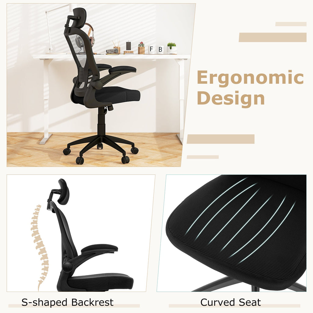 Black 48 inch Computer Desk and Ergonomic Mesh Office Chair Bundle for Home Office