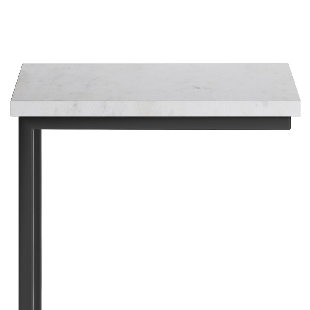 Skyler C Side Table with Genuine Marble Top in White/Black