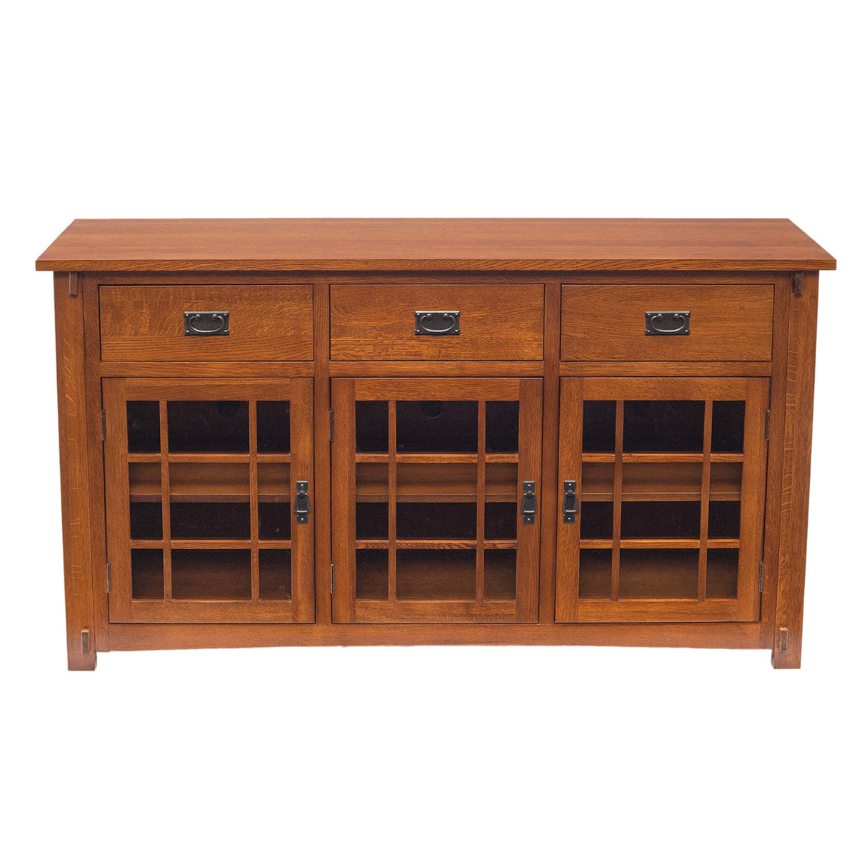 (Micheal's Cherry) Craftsman Mission Solid Oak Sideboard - 65"