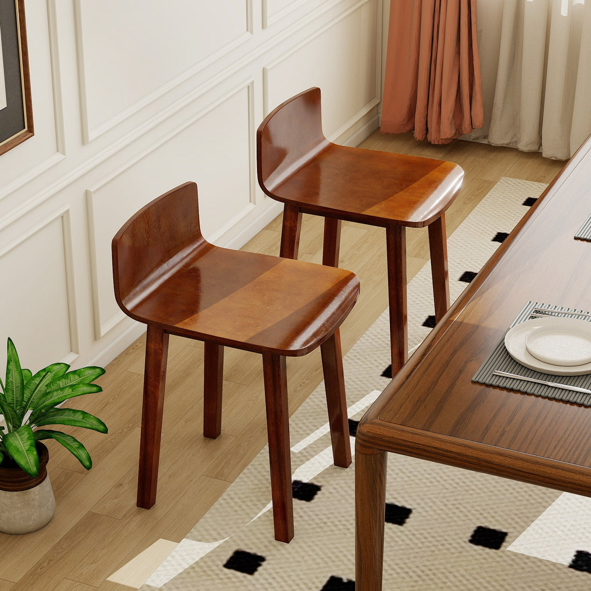 Wood Dining Chair Set of 2 Farmhouse Dining Room Chairs